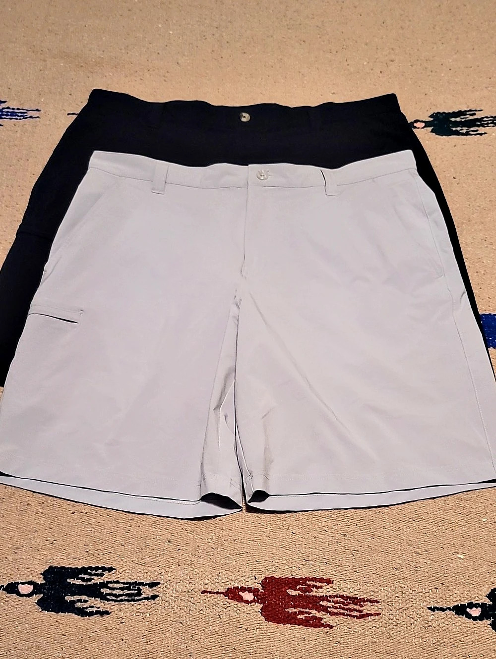 Columbia Men's Flat Front Activewear Shorts Bundle in Black & Gray